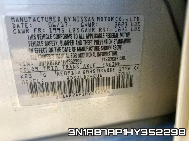 3N1AB7AP1HY352298 фото 2