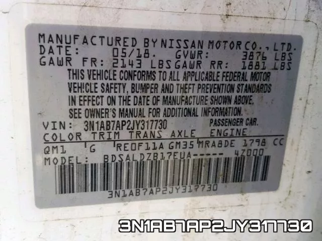 3N1AB7AP2JY317730 фото 2