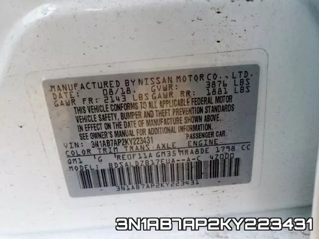 3N1AB7AP2KY223431 фото 2