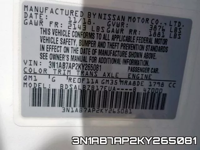 3N1AB7AP2KY265081 фото 2