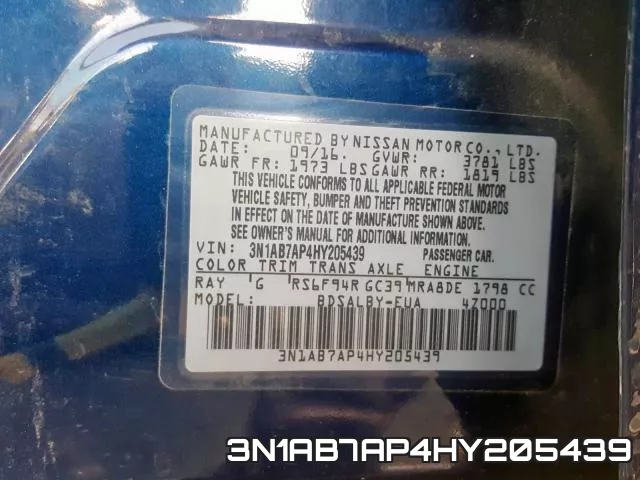 3N1AB7AP4HY205439 фото 2