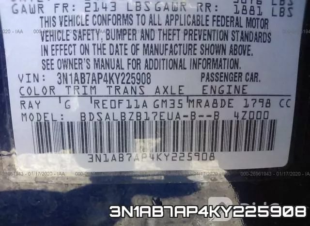 3N1AB7AP4KY225908 фото 10