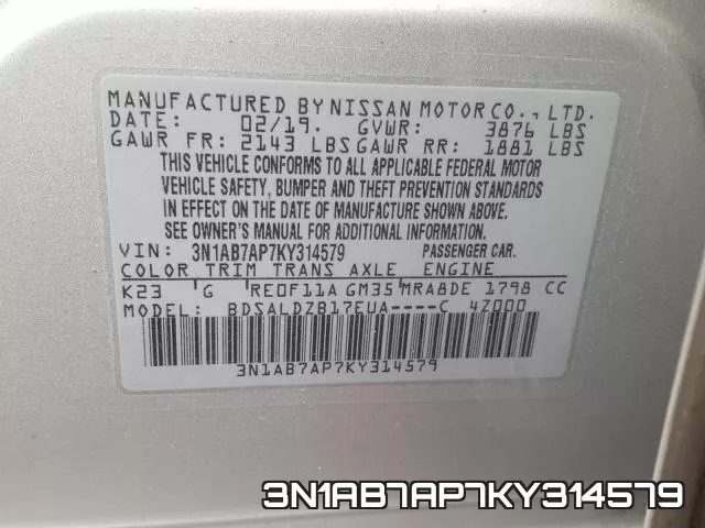 3N1AB7AP7KY314579 фото 2