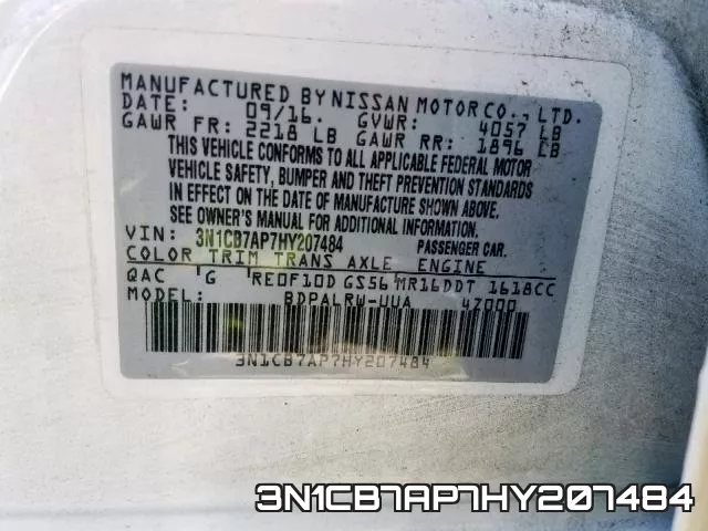 3N1CB7AP7HY207484 фото 2