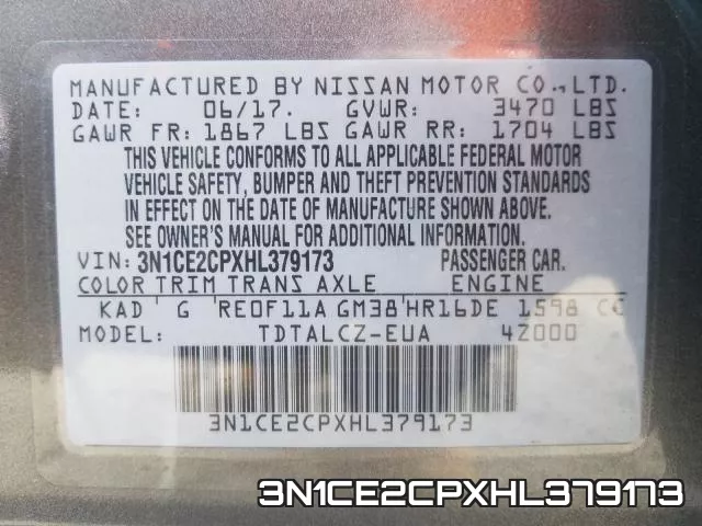 3N1CE2CPXHL379173 фото 2