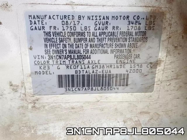 3N1CN7AP8JL805044 фото 2