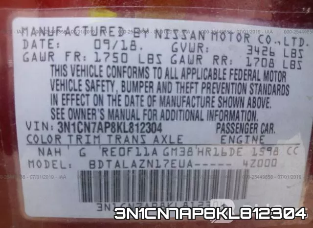 3N1CN7AP8KL812304 фото 10