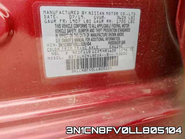 3N1CN8FV0LL805104 фото 2