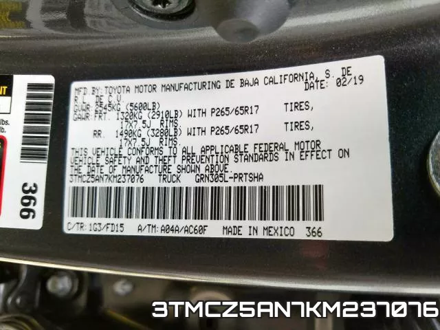 3TMCZ5AN7KM237076 фото 2