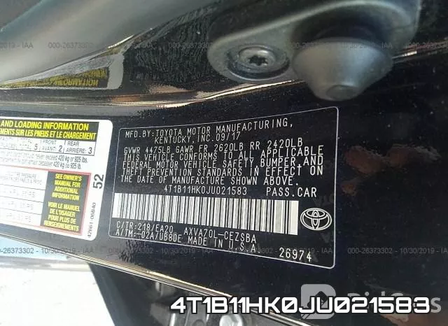4T1B11HK0JU021583 фото 10