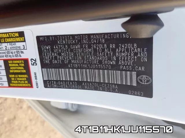 4T1B11HK1JU115570 фото 2