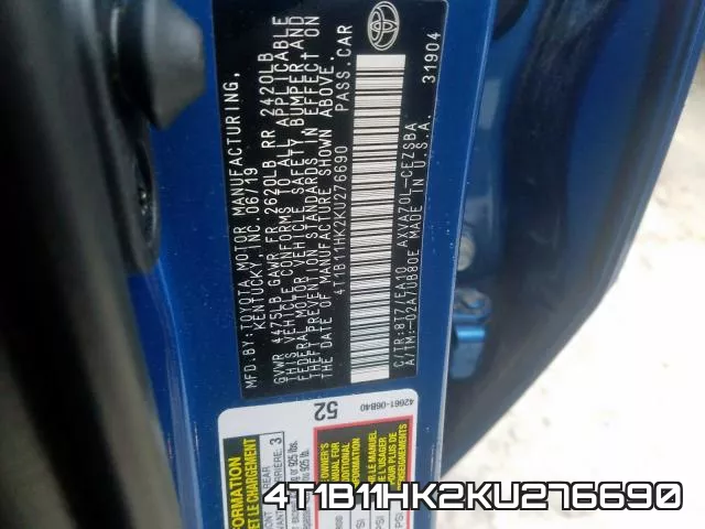 4T1B11HK2KU276690 фото 2