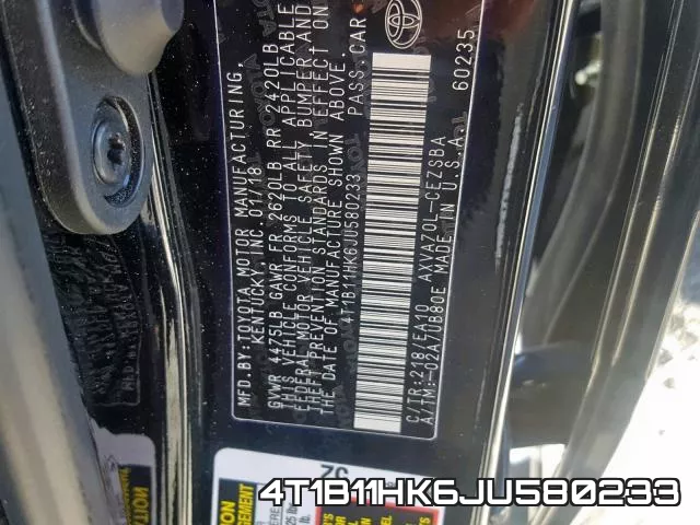 4T1B11HK6JU580233 фото 2