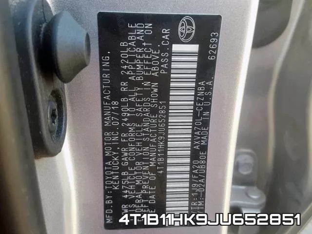 4T1B11HK9JU652851 фото 2