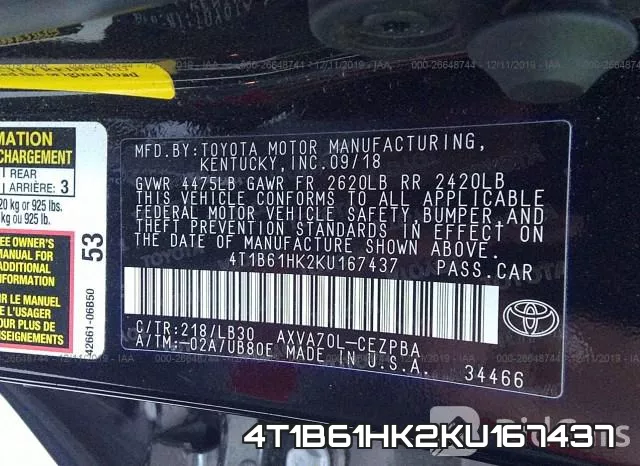 4T1B61HK2KU167437 фото 10