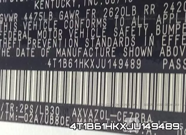 4T1B61HKXJU149489 фото 10