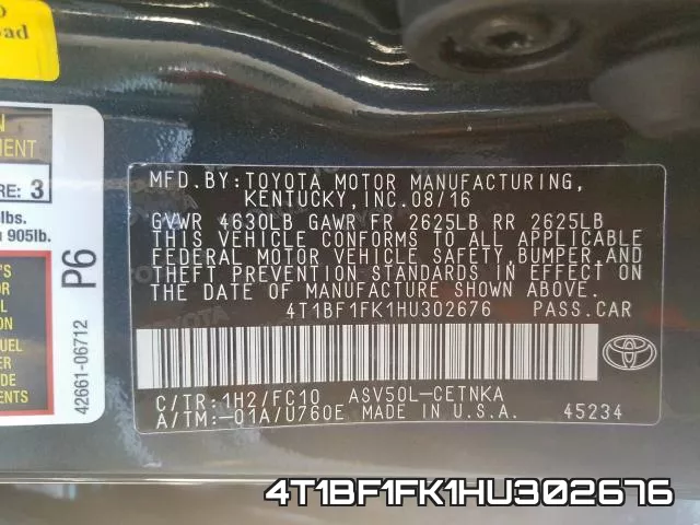 4T1BF1FK1HU302676 фото 2