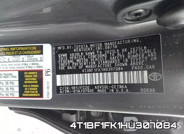 4T1BF1FK1HU307084 фото 10