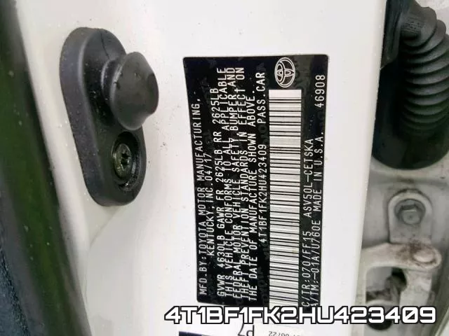 4T1BF1FK2HU423409 фото 2