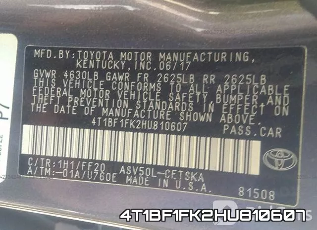 4T1BF1FK2HU810607 фото 10