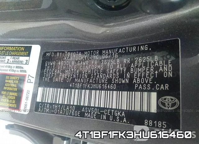 4T1BF1FK3HU616460 фото 10