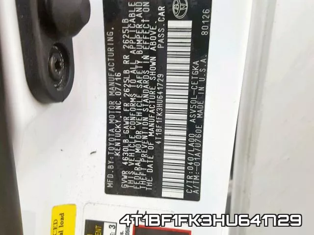 4T1BF1FK3HU641729 фото 2