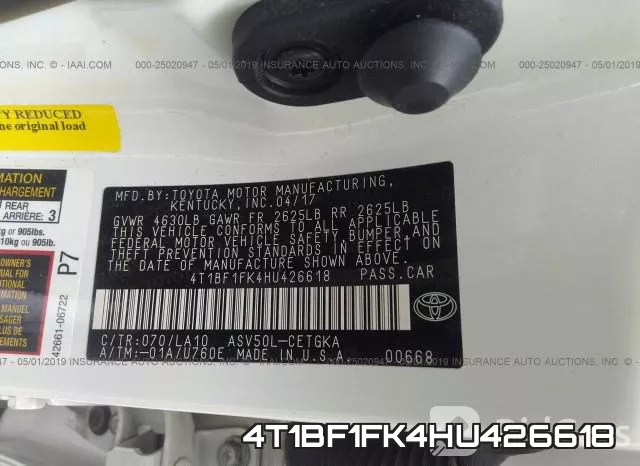 4T1BF1FK4HU426618 фото 10