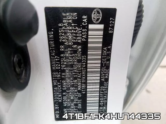 4T1BF1FK4HU744335 фото 2