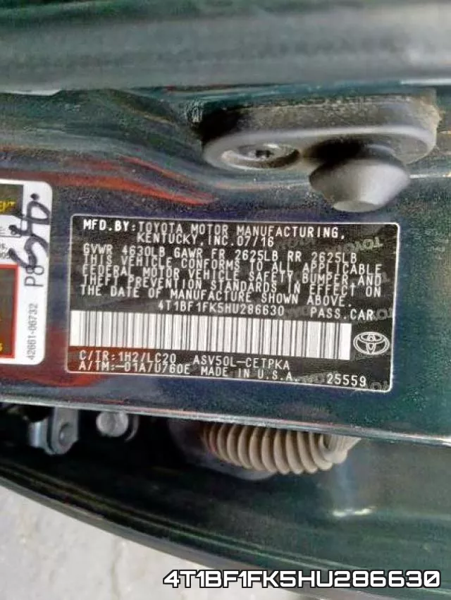 4T1BF1FK5HU286630 фото 2