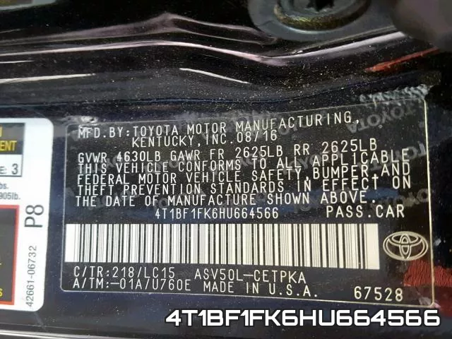 4T1BF1FK6HU664566 фото 2