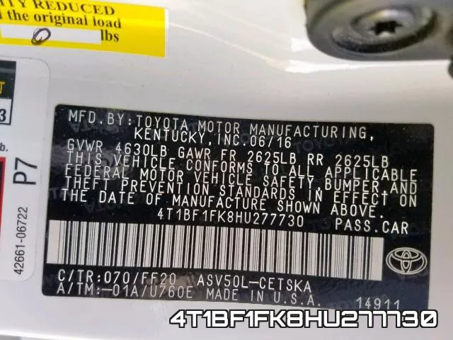 4T1BF1FK8HU277730 фото 2