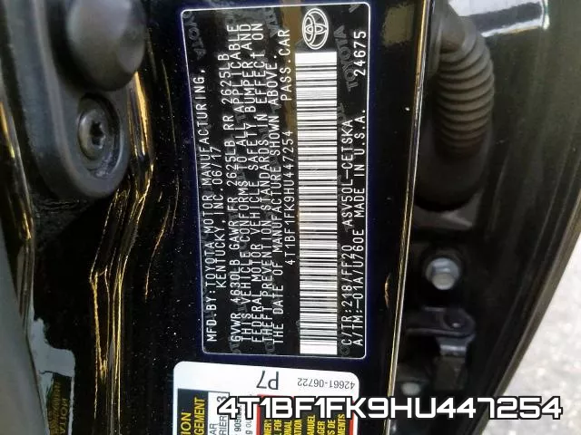 4T1BF1FK9HU447254 фото 2