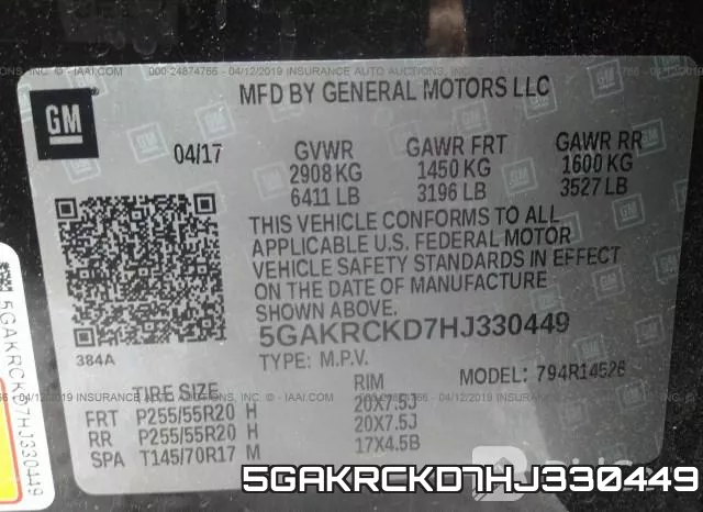 5GAKRCKD7HJ330449 фото 10