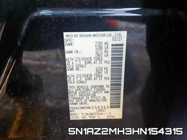 5N1AZ2MH3HN154315 фото 2