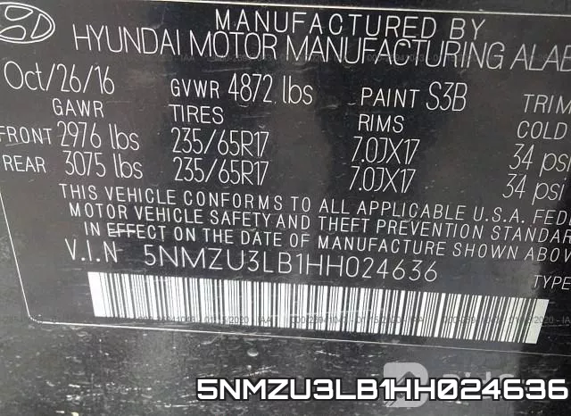 5NMZU3LB1HH024636 фото 10