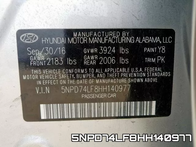 5NPD74LF8HH140977 фото 2