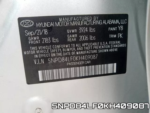 5NPD84LF0KH409087 фото 2