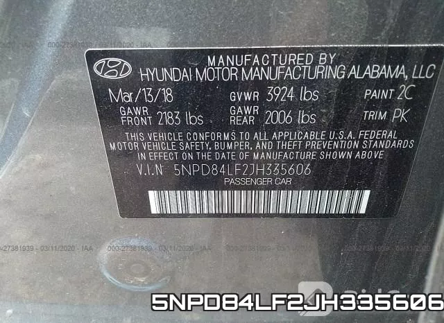 5NPD84LF2JH335606 фото 10