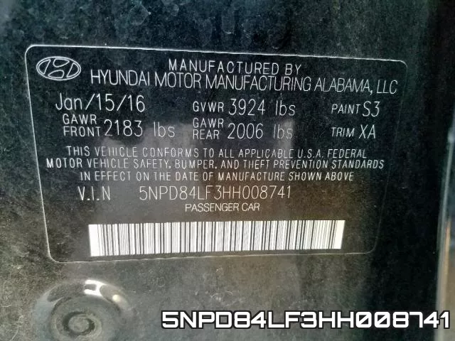 5NPD84LF3HH008741 фото 2