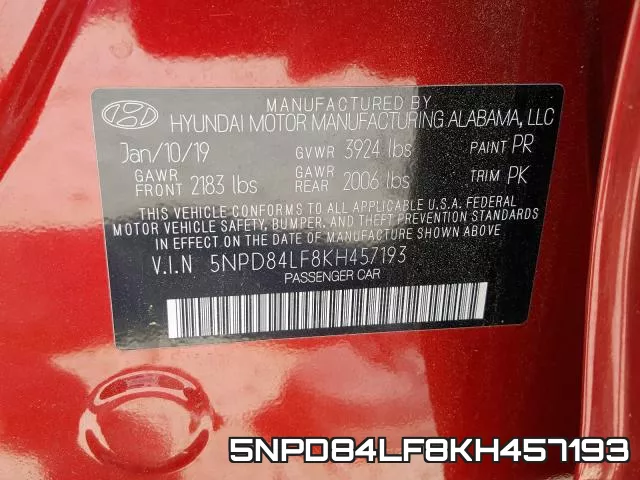 5NPD84LF8KH457193 фото 2