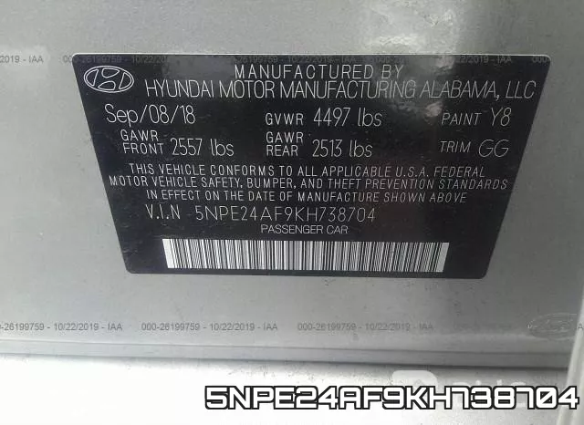 5NPE24AF9KH738704 фото 10