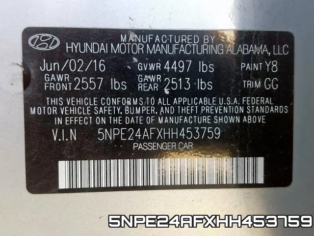 5NPE24AFXHH453759 фото 2