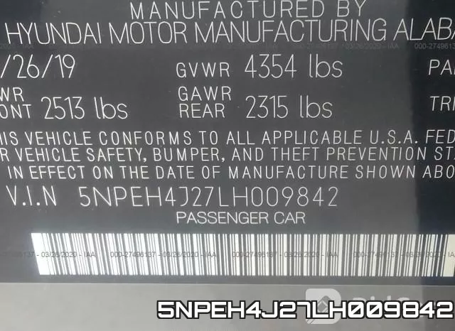 5NPEH4J27LH009842 фото 10