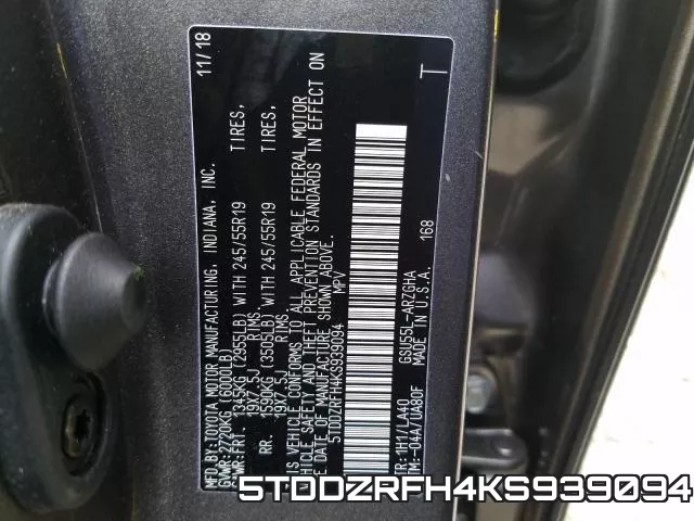 5TDDZRFH4KS939094 фото 2
