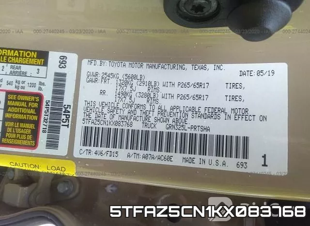 5TFAZ5CN1KX083768 фото 10