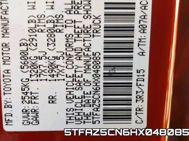5TFAZ5CN6HX048085 фото 2