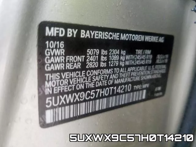 5UXWX9C57H0T14210 фото 2