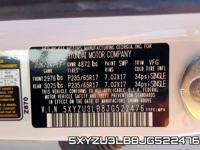 5XYZU3LB8JG522476 фото 2