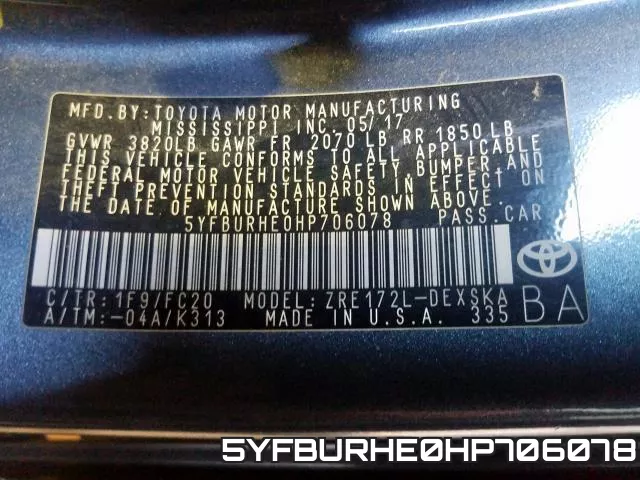 5YFBURHE0HP706078 фото 2