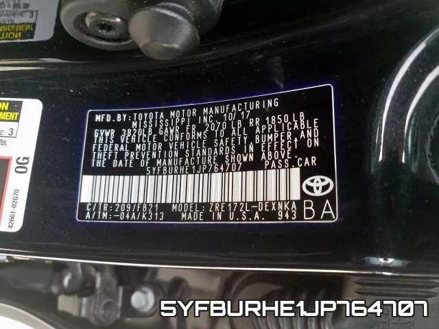5YFBURHE1JP764707 фото 2